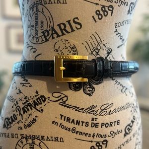 Vintage Perry Ellis genuine leather belt. Dark mahogany croc leather